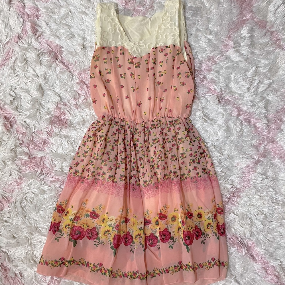 Pink floral mini sweet heart dress